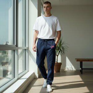 Crooks & Castles Navy Sweatpants with Red Logo